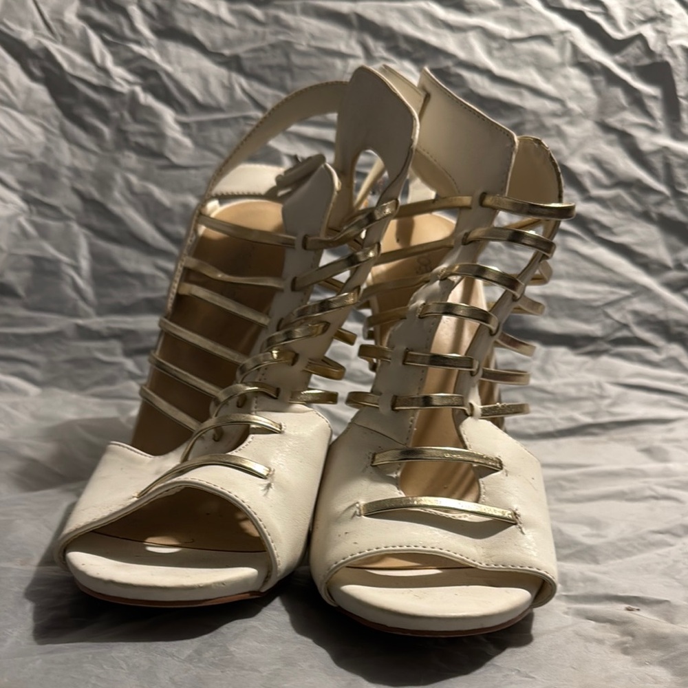 Elegant White Strappy Women's Heels